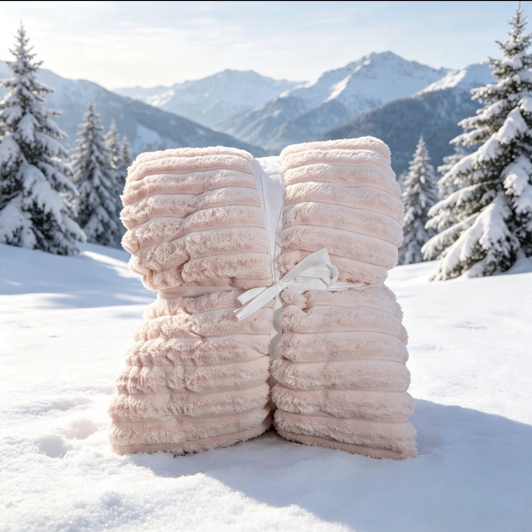 Couverture Sherpa Rose Poudrée XXL 200x220 cm — Ultra Douce & Chaude | RAM'S