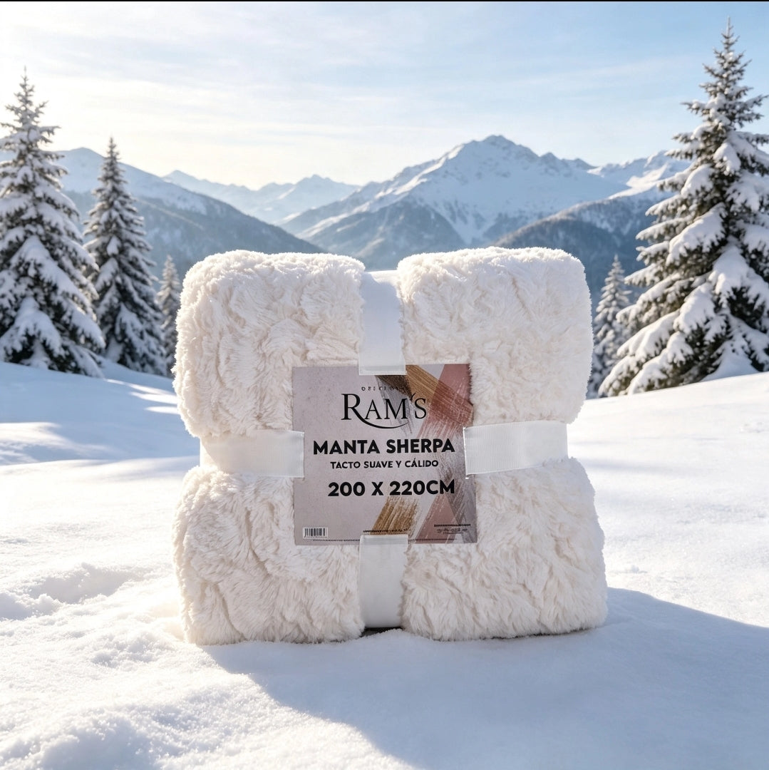 Couverture Sherpa Blanche XXL 200x220 cm — Ultra Douce & Chaude | RAM'S