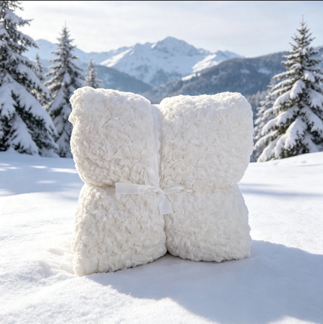 Couverture Sherpa Blanche Bouclée — 200 × 220 cm