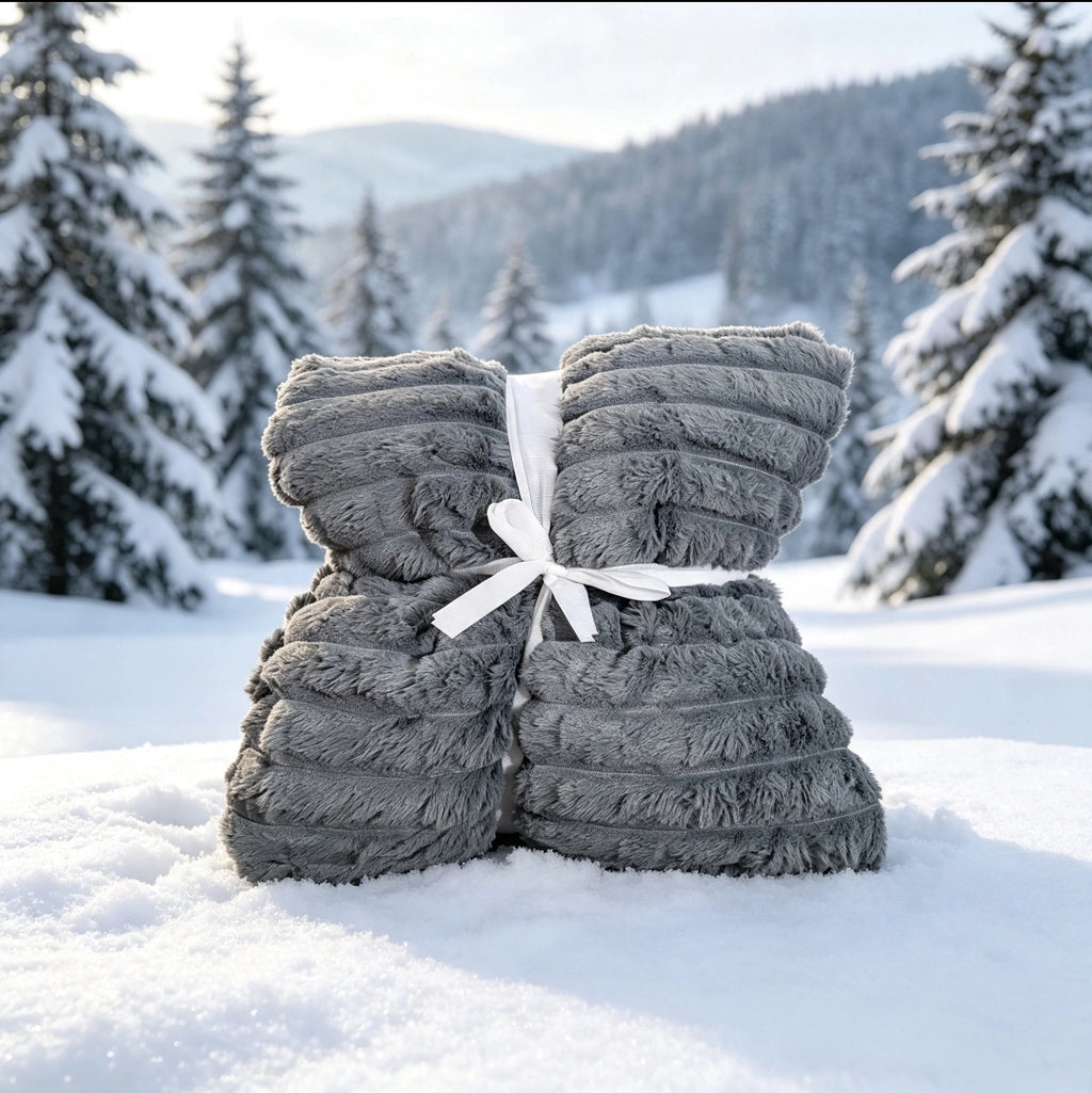 Couverture Sherpa Grise Ultra Douce XXL 200x220 cm — Fourrure & Chaleur | RAM'S