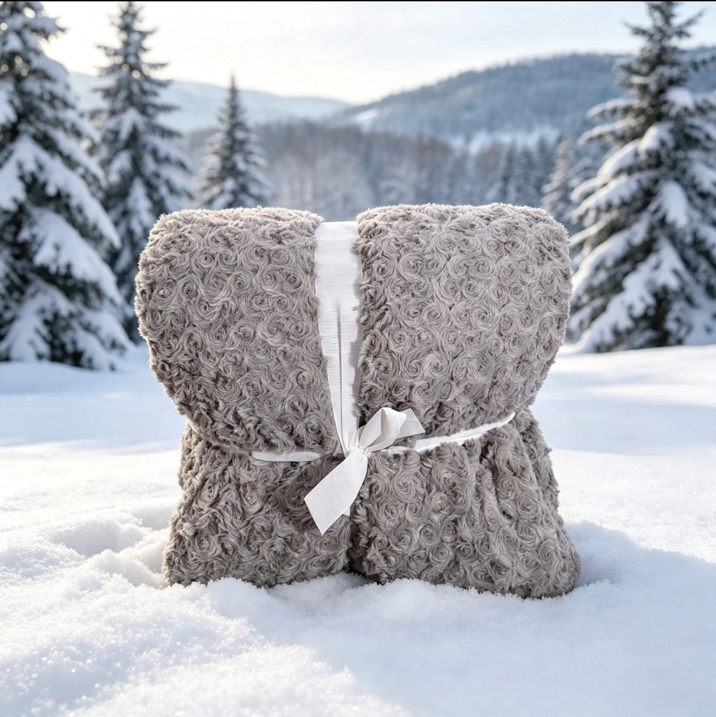 Couverture Sherpa Grise Motif Rosace XXL 200x220 cm — Ultra Douce | RAM'S
