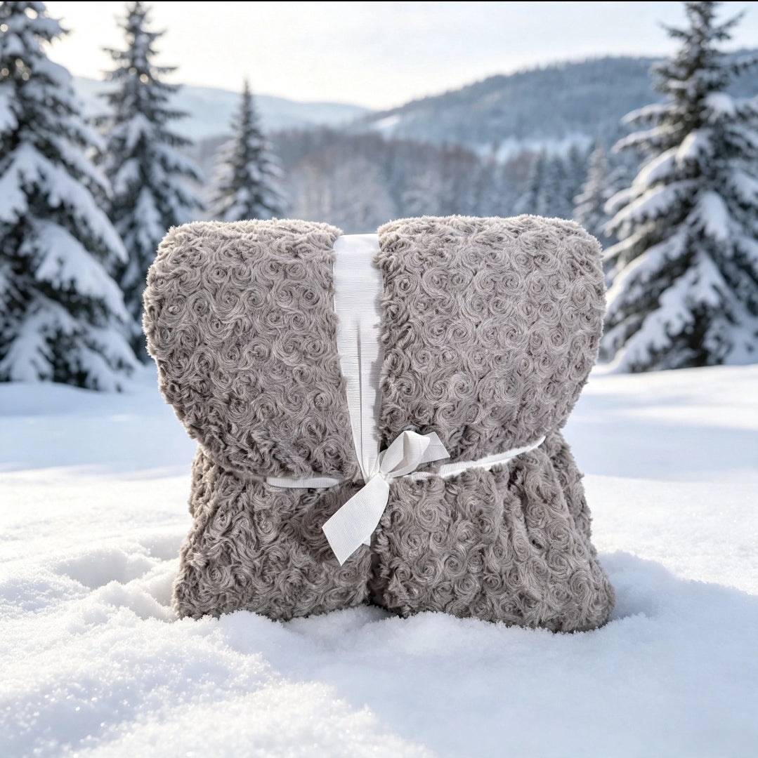Couverture Sherpa Grise Motif Rosace XXL 200x220 cm — Ultra Douce | RAM'S