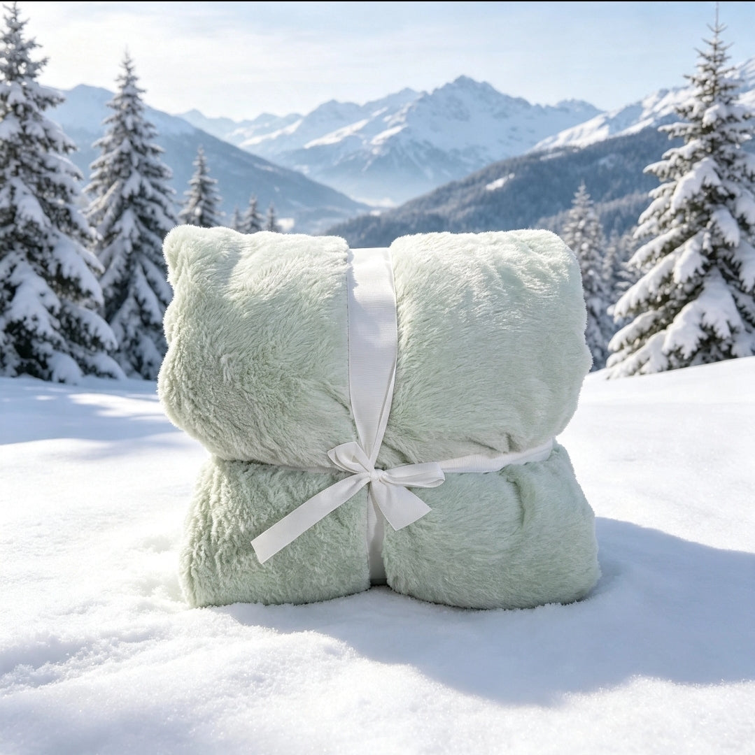 Couverture Sherpa Verte d’Eau — 200 × 220 cm